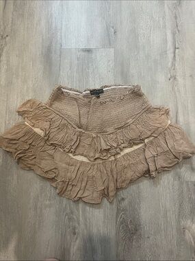 Ruffled Smocked Circle Skirt in Taupe